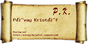 Pávay Kristóf névjegykártya